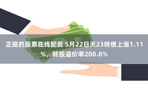 正规的股票在线配资 5月22日天23转债上涨1.11%，转股溢价率208.8%