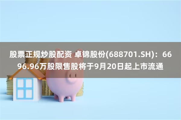 股票正规炒股配资 卓锦股份(688701.SH)：6696.96万股限售股将于9月20日起上市流通